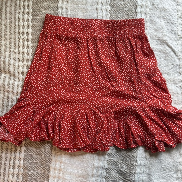 LOFT Red and White Polka Dot Skater Skirt - Picture 2 of 6